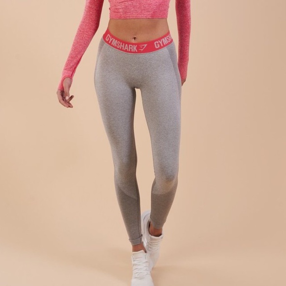 Gymshark l Flex Leggings Gray Marl Sherbet Pink